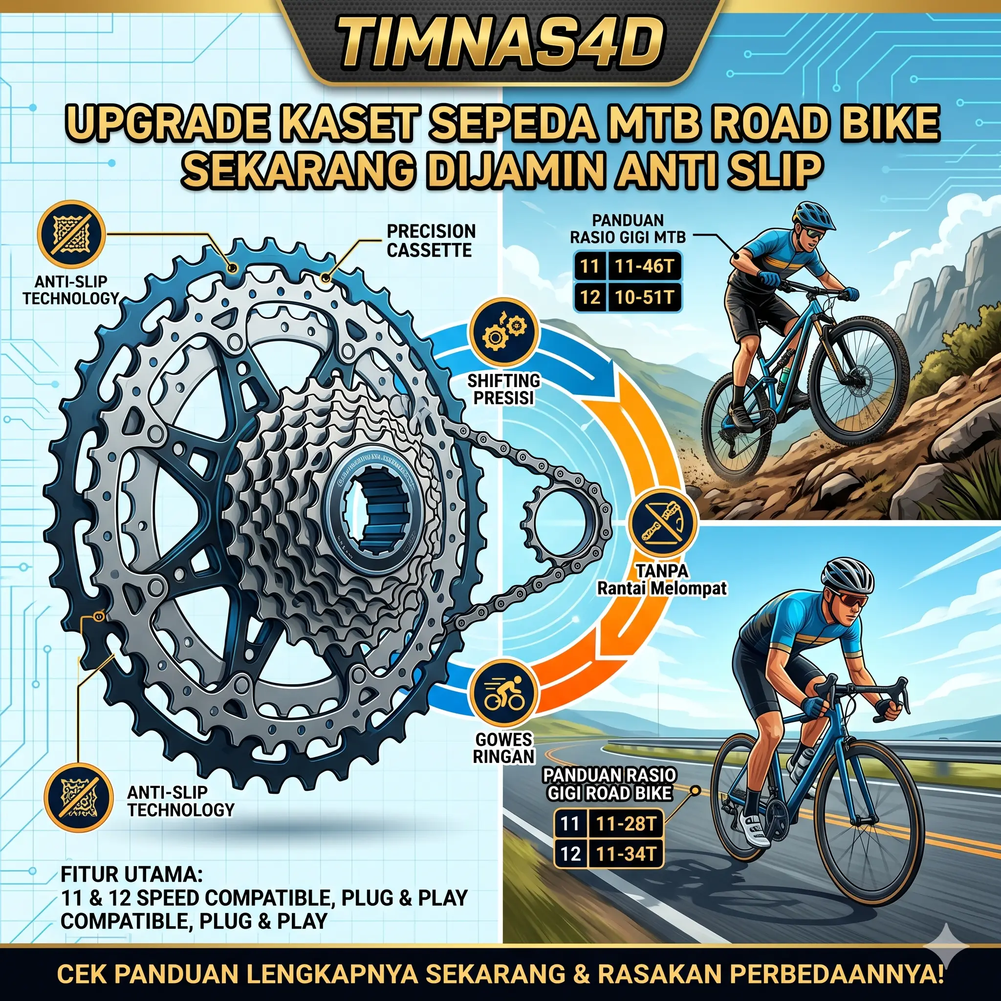 TIMNAS4D: Upgrade Kaset Sepeda MTB Road Bike Sekarang Dijamin Anti Slip